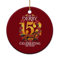 Celebrating 152 Years Horse Racing Anniversary Horseshoe Graphic Ceramic Ornament Elegant Run Lucky Charm Floral 152nd Anniversary
