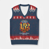 Celebrating 152 Years Horse Racing Anniversary Horseshoe Graphic V-Neck Knit Sweater Vest Elegant Run Lucky Charm Floral 152nd Anniversary