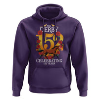 Celebrating 152 Years Horse Racing Anniversary Horseshoe Graphic Hoodie Elegant Run Lucky Charm Floral 152nd Anniversary