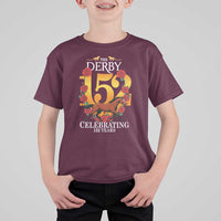 Celebrating 152 Years Horse Racing Anniversary Horseshoe Graphic T Shirt For Kid Elegant Run Lucky Charm Floral 152nd Anniversary