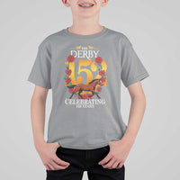 Celebrating 152 Years Horse Racing Anniversary Horseshoe Graphic T Shirt For Kid Elegant Run Lucky Charm Floral 152nd Anniversary