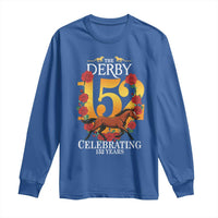 Celebrating 152 Years Horse Racing Anniversary Horseshoe Graphic Long Sleeve Shirt Elegant Run Lucky Charm Floral 152nd Anniversary