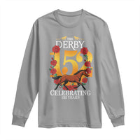 Celebrating 152 Years Horse Racing Anniversary Horseshoe Graphic Long Sleeve Shirt Elegant Run Lucky Charm Floral 152nd Anniversary