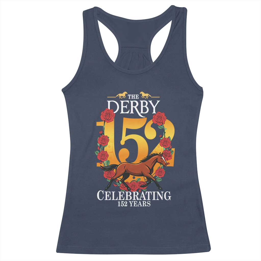 Celebrating 152 Years Horse Racing Anniversary Horseshoe Graphic Racerback Tank Top Elegant Run Lucky Charm Floral 152nd Anniversary