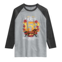 Celebrating 152 Years Horse Racing Anniversary Horseshoe Graphic Raglan Shirt Elegant Run Lucky Charm Floral 152nd Anniversary