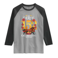Celebrating 152 Years Horse Racing Anniversary Horseshoe Graphic Raglan Shirt Elegant Run Lucky Charm Floral 152nd Anniversary