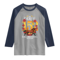 Celebrating 152 Years Horse Racing Anniversary Horseshoe Graphic Raglan Shirt Elegant Run Lucky Charm Floral 152nd Anniversary