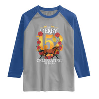 Celebrating 152 Years Horse Racing Anniversary Horseshoe Graphic Raglan Shirt Elegant Run Lucky Charm Floral 152nd Anniversary