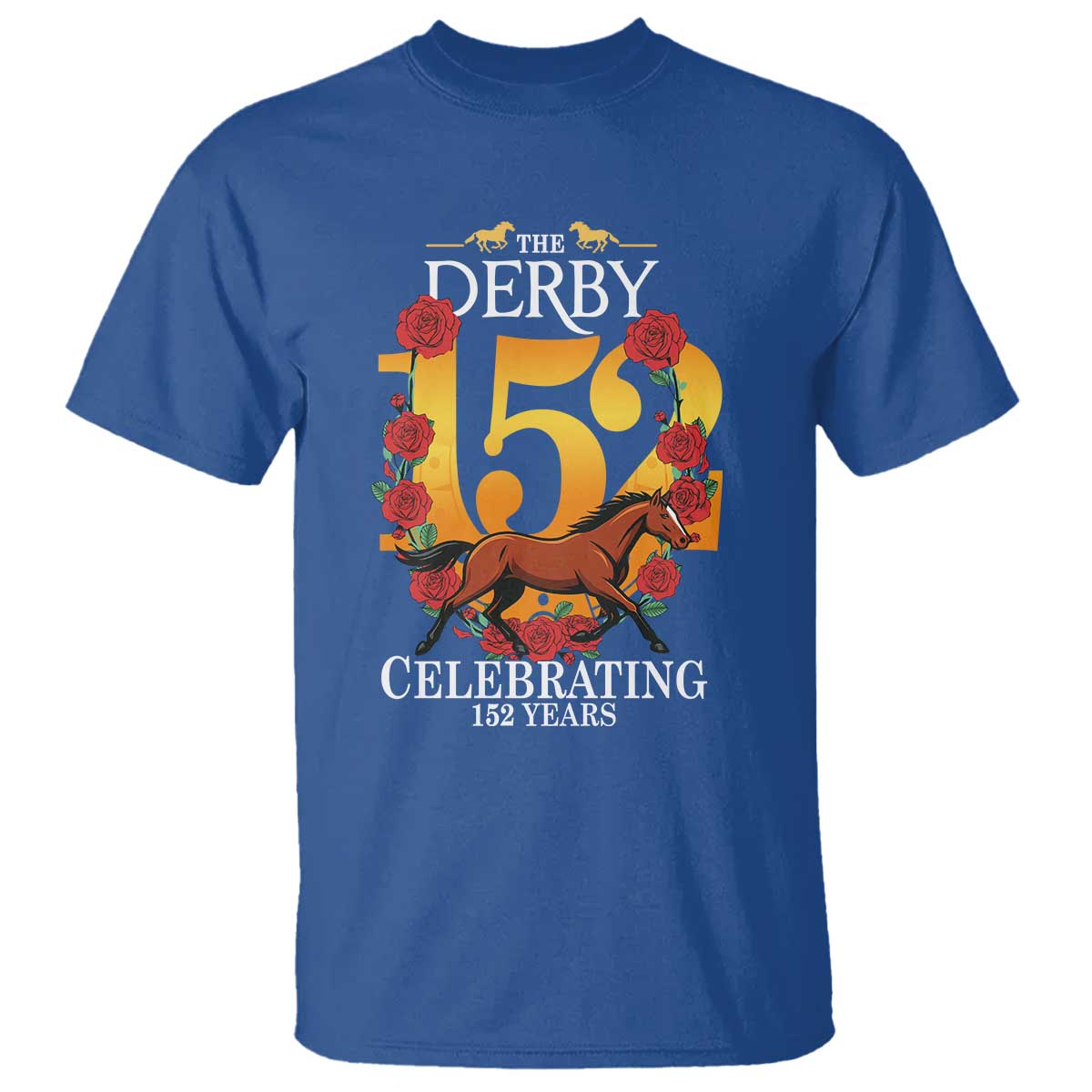 Celebrating 152 Years Horse Racing Anniversary Horseshoe Graphic T Shirt Elegant Run Lucky Charm Floral 152nd Anniversary