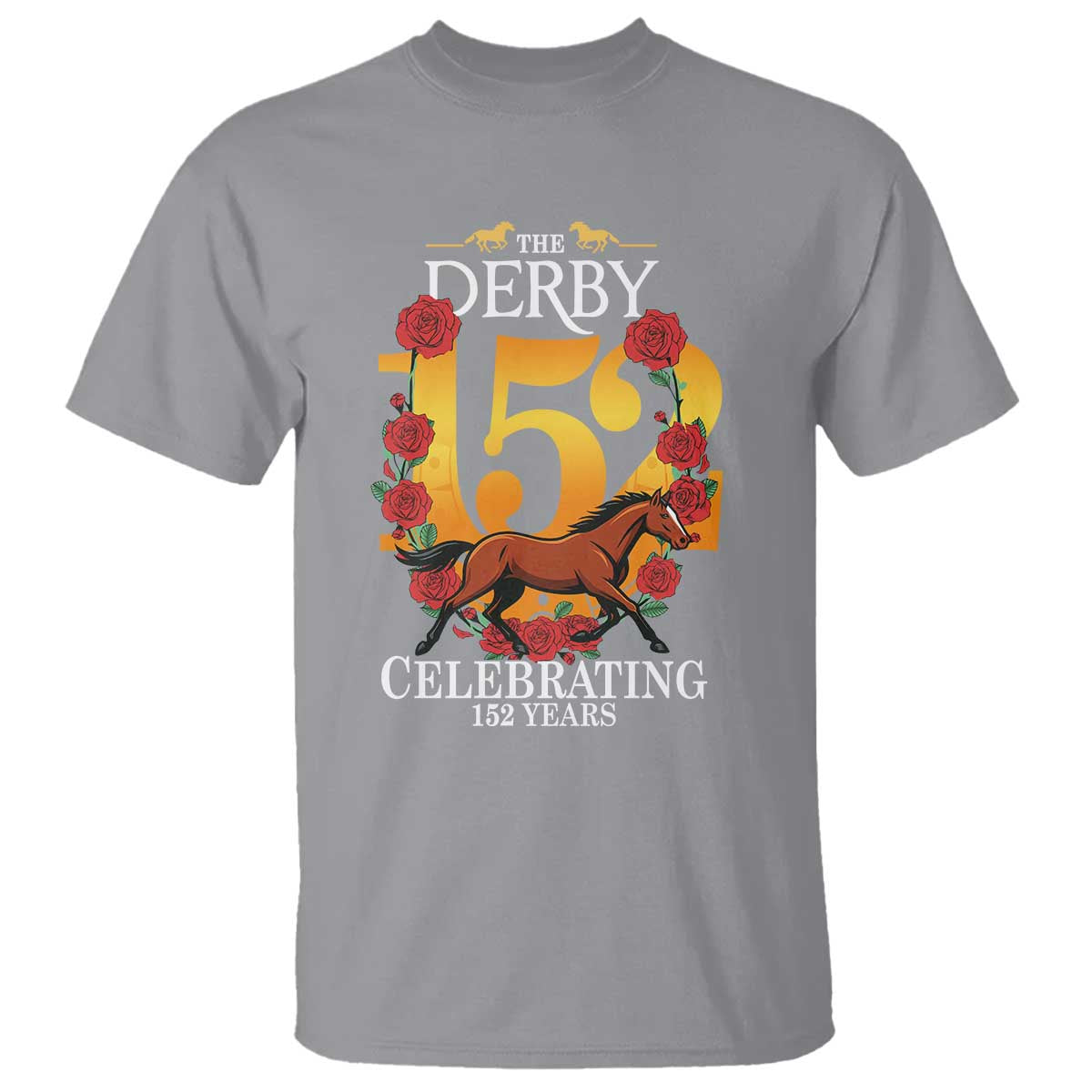Celebrating 152 Years Horse Racing Anniversary Horseshoe Graphic T Shirt Elegant Run Lucky Charm Floral 152nd Anniversary