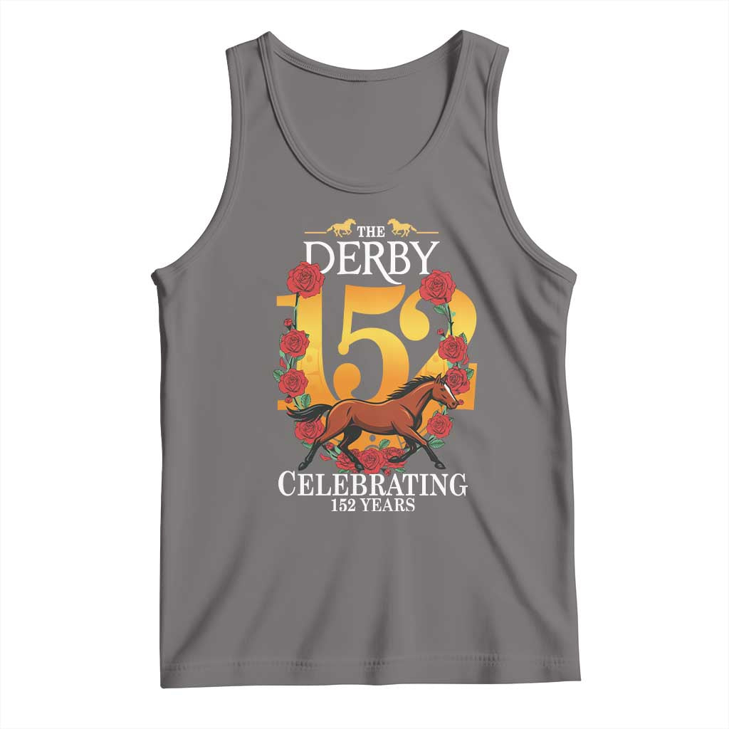 Celebrating 152 Years Horse Racing Anniversary Horseshoe Graphic Tank Top Elegant Run Lucky Charm Floral 152nd Anniversary