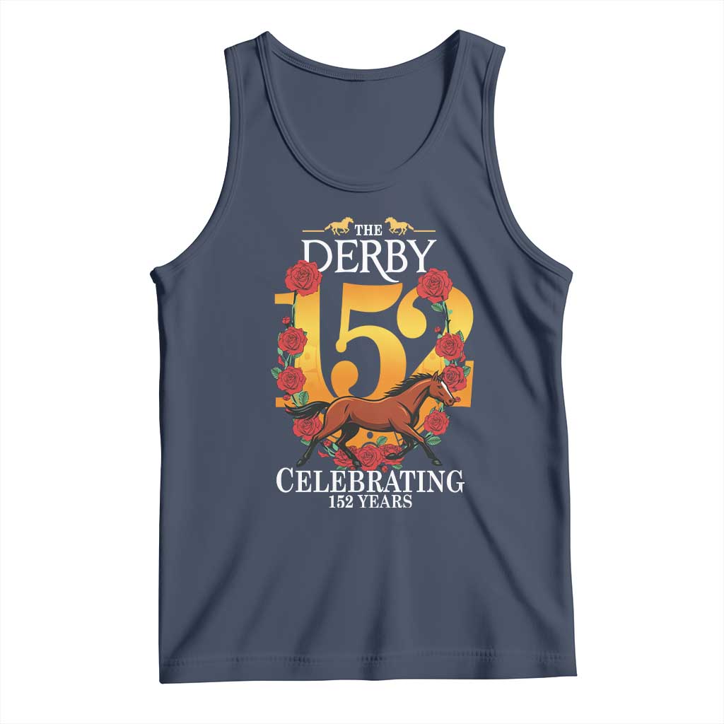 Celebrating 152 Years Horse Racing Anniversary Horseshoe Graphic Tank Top Elegant Run Lucky Charm Floral 152nd Anniversary