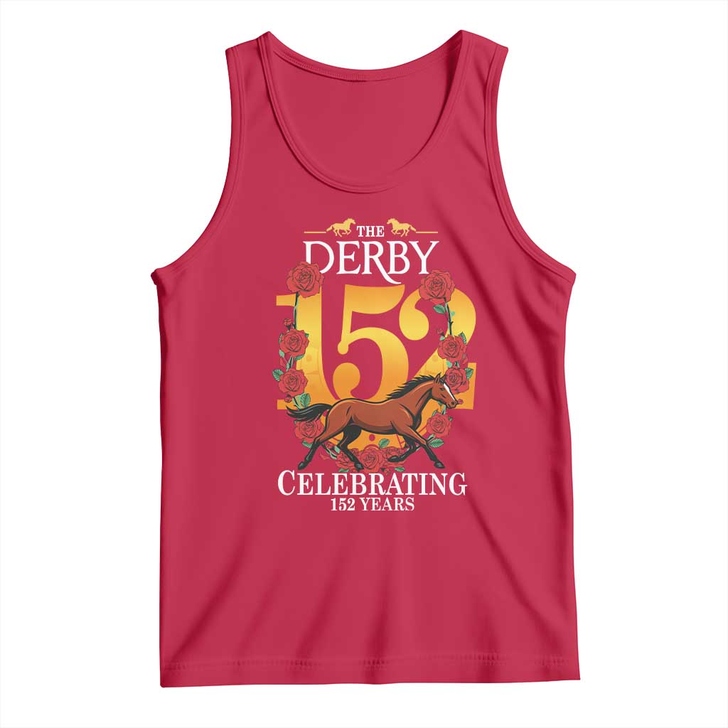 Celebrating 152 Years Horse Racing Anniversary Horseshoe Graphic Tank Top Elegant Run Lucky Charm Floral 152nd Anniversary