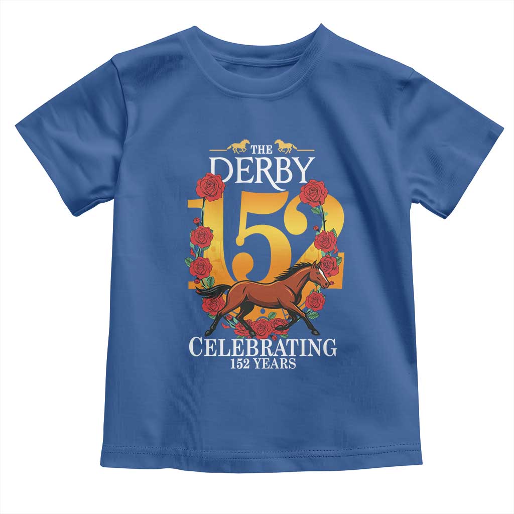 Celebrating 152 Years Horse Racing Anniversary Horseshoe Graphic Toddler T Shirt Elegant Run Lucky Charm Floral 152nd Anniversary