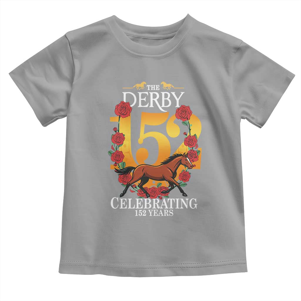 Celebrating 152 Years Horse Racing Anniversary Horseshoe Graphic Toddler T Shirt Elegant Run Lucky Charm Floral 152nd Anniversary