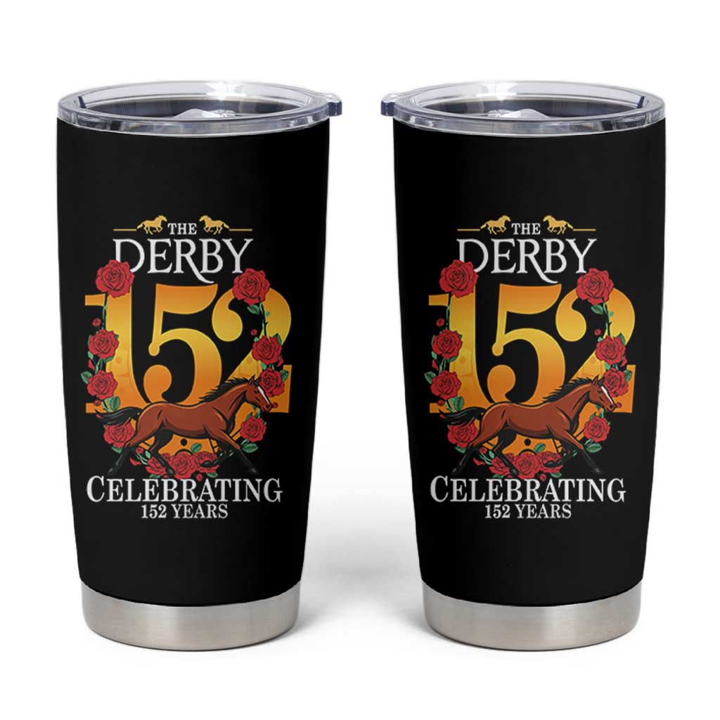 Celebrating 152 Years Horse Racing Anniversary Horseshoe Graphic Tumbler Cup Elegant Run Lucky Charm Floral 152nd Anniversary