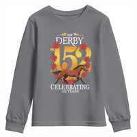 Celebrating 152 Years Horse Racing Anniversary Horseshoe Graphic Youth Sweatshirt Elegant Run Lucky Charm Floral 152nd Anniversary