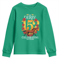 Celebrating 152 Years Horse Racing Anniversary Horseshoe Graphic Youth Sweatshirt Elegant Run Lucky Charm Floral 152nd Anniversary