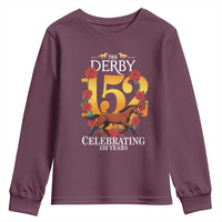Celebrating 152 Years Horse Racing Anniversary Horseshoe Graphic Youth Sweatshirt Elegant Run Lucky Charm Floral 152nd Anniversary