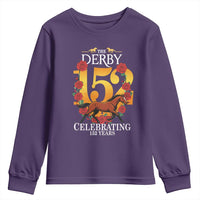 Celebrating 152 Years Horse Racing Anniversary Horseshoe Graphic Youth Sweatshirt Elegant Run Lucky Charm Floral 152nd Anniversary