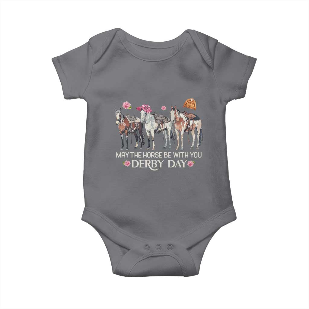 May The Horse Be With You Derby Day 2026 Baby Onesie Funny Horse Racing Triple Horse Equestrian Graphic