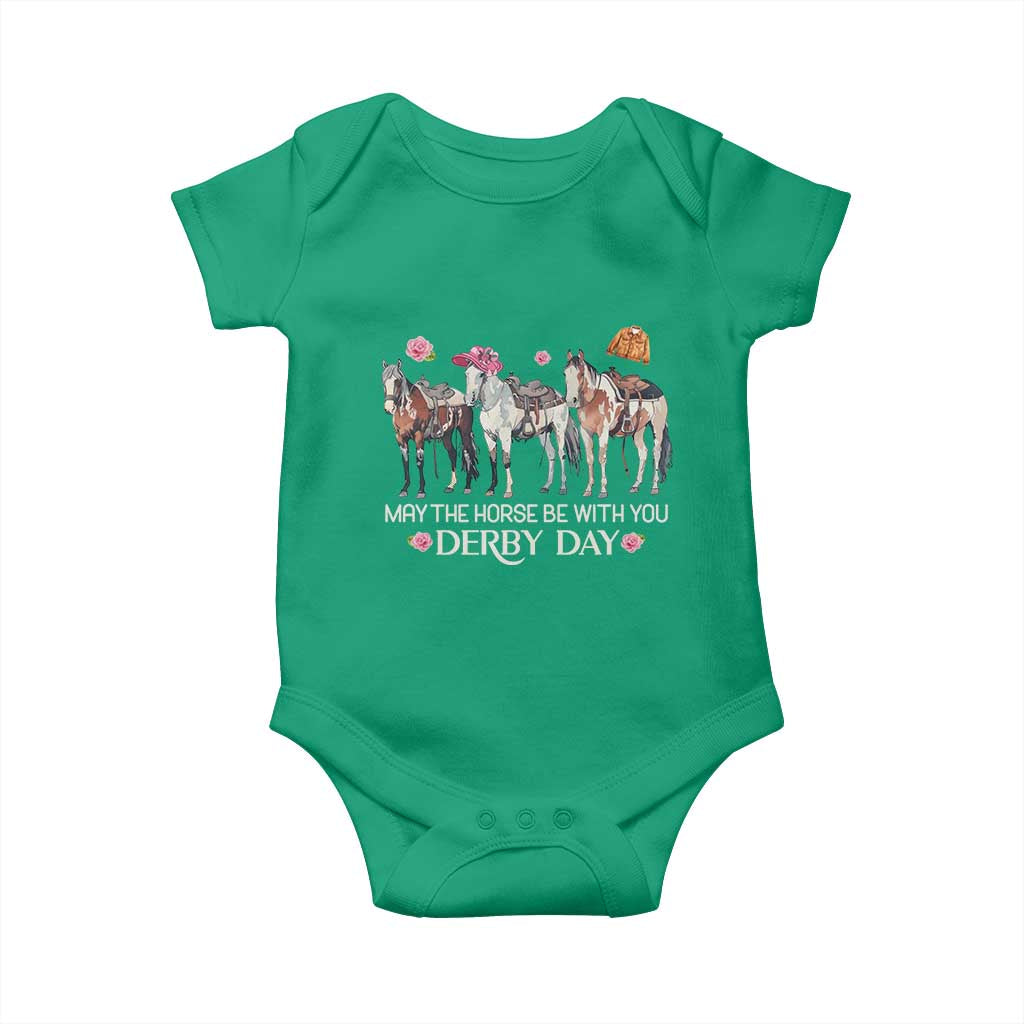 May The Horse Be With You Derby Day 2026 Baby Onesie Funny Horse Racing Triple Horse Equestrian Graphic