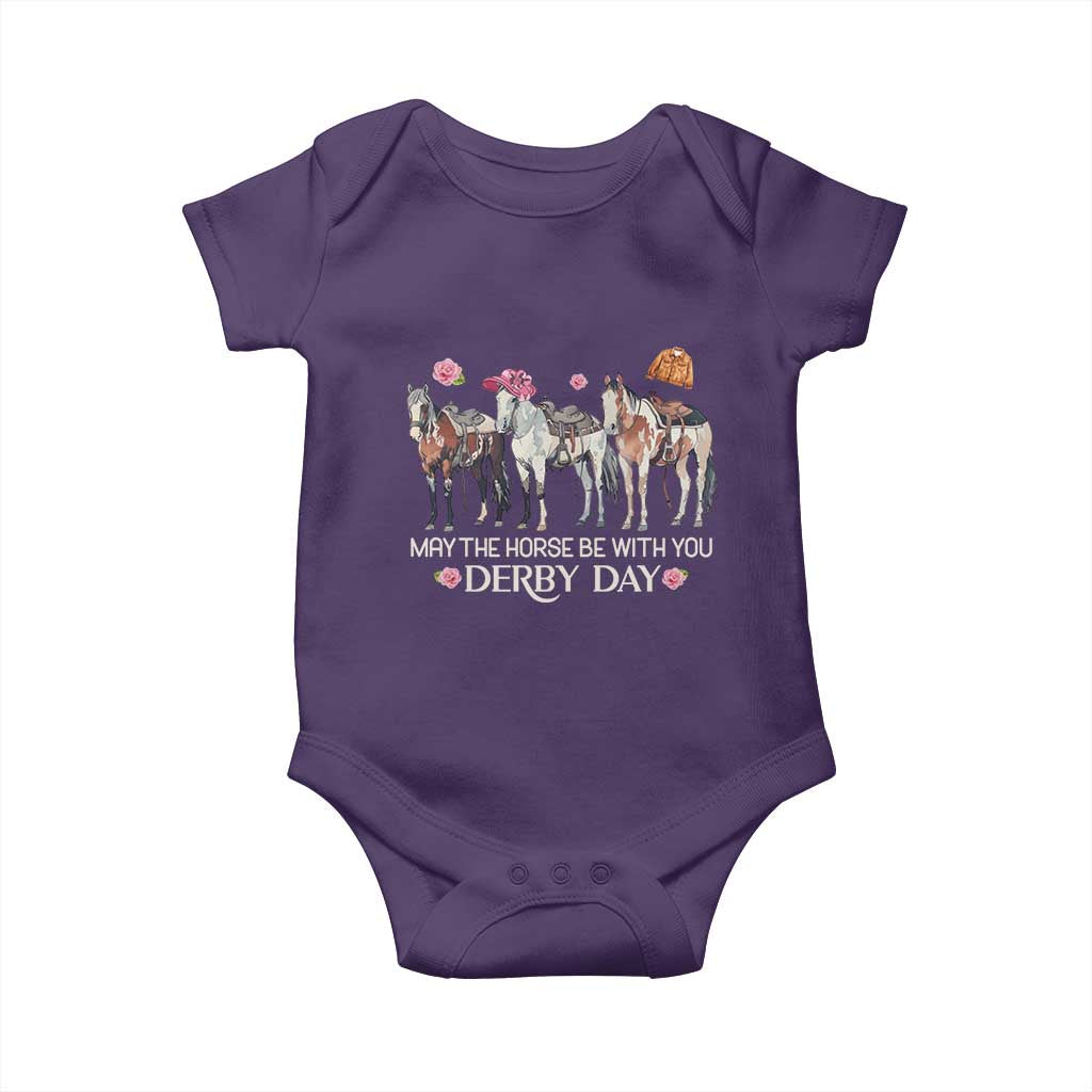 May The Horse Be With You Derby Day 2026 Baby Onesie Funny Horse Racing Triple Horse Equestrian Graphic