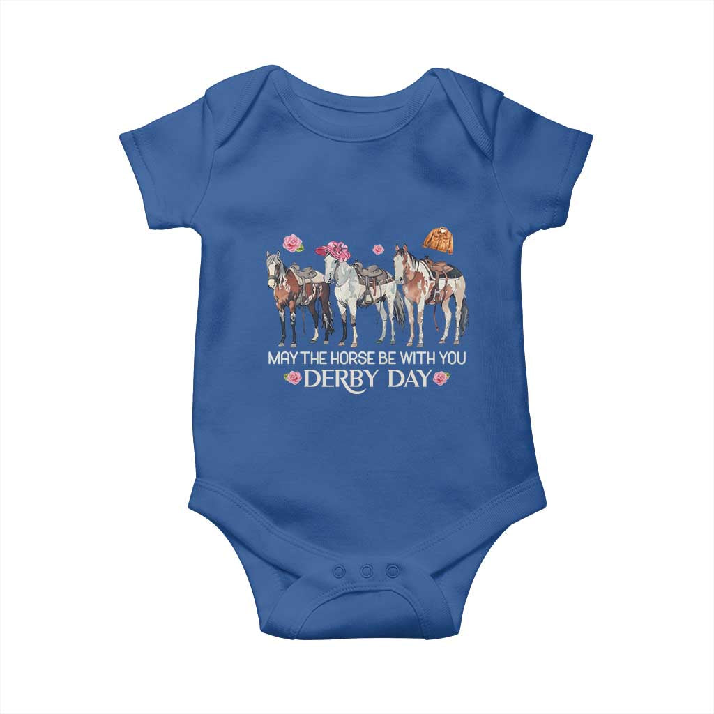 May The Horse Be With You Derby Day 2026 Baby Onesie Funny Horse Racing Triple Horse Equestrian Graphic