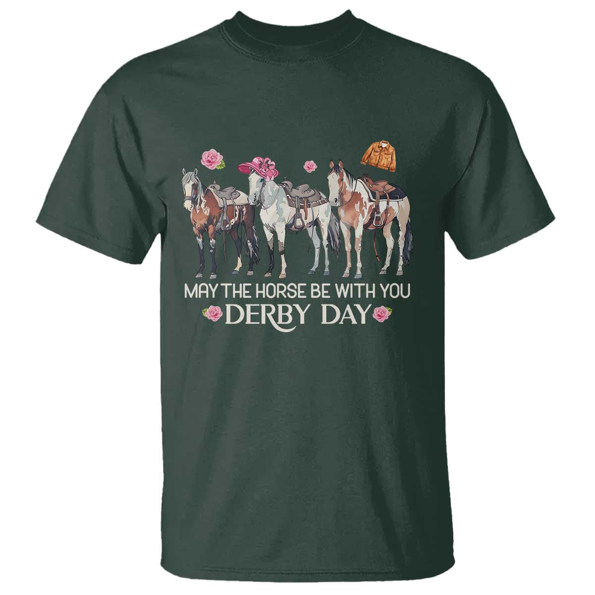 May The Horse Be With You Derby Day 2026 T Shirt Funny Horse Racing Triple Horse Equestrian Graphic