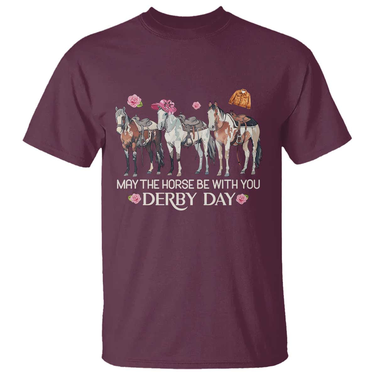 May The Horse Be With You Derby Day 2026 T Shirt Funny Horse Racing Triple Horse Equestrian Graphic