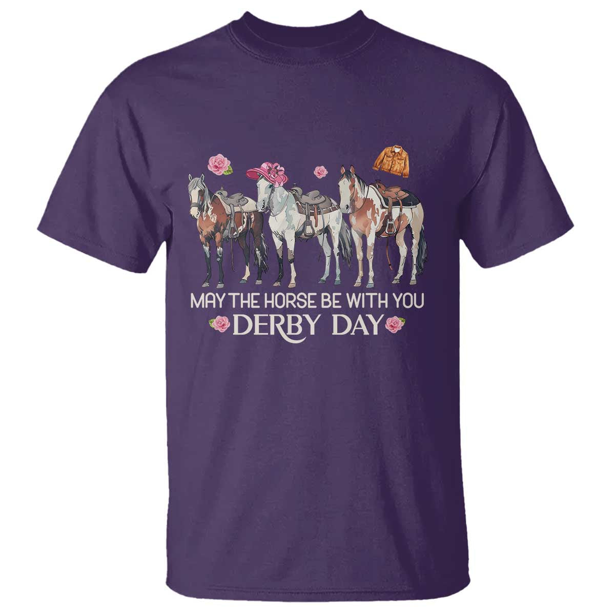 May The Horse Be With You Derby Day 2026 T Shirt Funny Horse Racing Triple Horse Equestrian Graphic