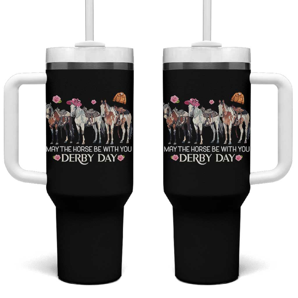 May The Horse Be With You Derby Day 2026 Tumbler With Handle Funny Horse Racing Triple Horse Equestrian Graphic