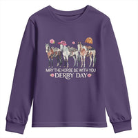 May The Horse Be With You Derby Day 2026 Youth Sweatshirt Funny Horse Racing Triple Horse Equestrian Graphic