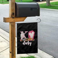Retro Floral KY Horse Racing Graphic Garden Flag Pink Gingham Southern Belle Derby Day Aesthetic