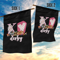 Retro Floral KY Horse Racing Graphic Garden Flag Pink Gingham Southern Belle Derby Day Aesthetic