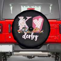 Retro Floral KY Horse Racing Graphic Spare Tire Cover Pink Gingham Southern Belle Derby Day Aesthetic