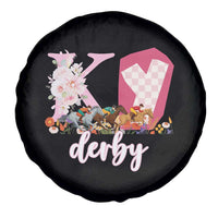Retro Floral KY Horse Racing Graphic Spare Tire Cover Pink Gingham Southern Belle Derby Day Aesthetic