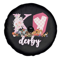Retro Floral KY Horse Racing Graphic Spare Tire Cover Pink Gingham Southern Belle Derby Day Aesthetic