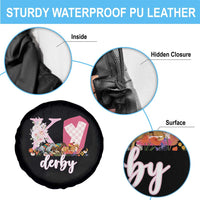 Retro Floral KY Horse Racing Graphic Spare Tire Cover Pink Gingham Southern Belle Derby Day Aesthetic