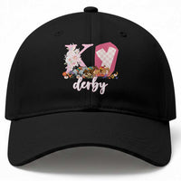 Retro Floral KY Horse Racing Graphic Baseball Cap Pink Gingham Southern Belle Derby Day Aesthetic