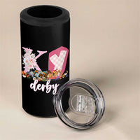 Retro Floral KY Horse Racing Graphic 4 in 1 Can Cooler Tumbler Pink Gingham Southern Belle Derby Day Aesthetic