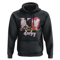 Retro Floral KY Horse Racing Graphic Hoodie Pink Gingham Southern Belle Derby Day Aesthetic