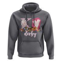 Retro Floral KY Horse Racing Graphic Hoodie Pink Gingham Southern Belle Derby Day Aesthetic