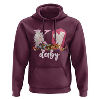 Retro Floral KY Horse Racing Graphic Hoodie Pink Gingham Southern Belle Derby Day Aesthetic