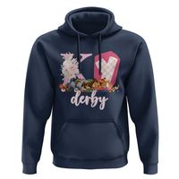 Retro Floral KY Horse Racing Graphic Hoodie Pink Gingham Southern Belle Derby Day Aesthetic