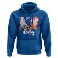 Retro Floral KY Horse Racing Graphic Hoodie Pink Gingham Southern Belle Derby Day Aesthetic