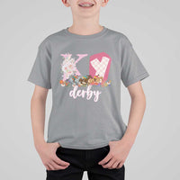 Retro Floral KY Horse Racing Graphic T Shirt For Kid Pink Gingham Southern Belle Derby Day Aesthetic