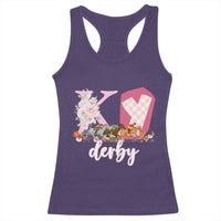 Retro Floral KY Horse Racing Graphic Racerback Tank Top Pink Gingham Southern Belle Derby Day Aesthetic