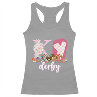 Retro Floral KY Horse Racing Graphic Racerback Tank Top Pink Gingham Southern Belle Derby Day Aesthetic