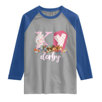 Retro Floral KY Horse Racing Graphic Raglan Shirt Pink Gingham Southern Belle Derby Day Aesthetic